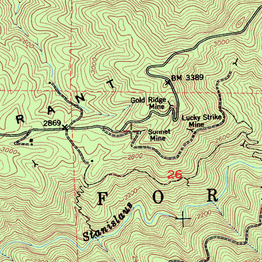 Topographic Map of Sonnet Mine, CA