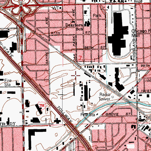 Topographic Map of Precise Ambulance Service, IL