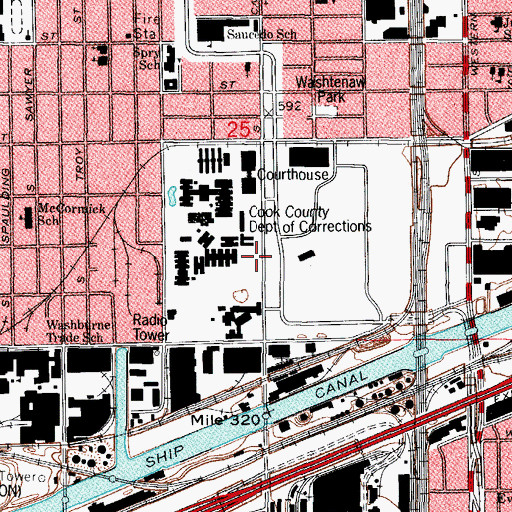 Topographic Map of Cermak Health Services of Cook County, IL