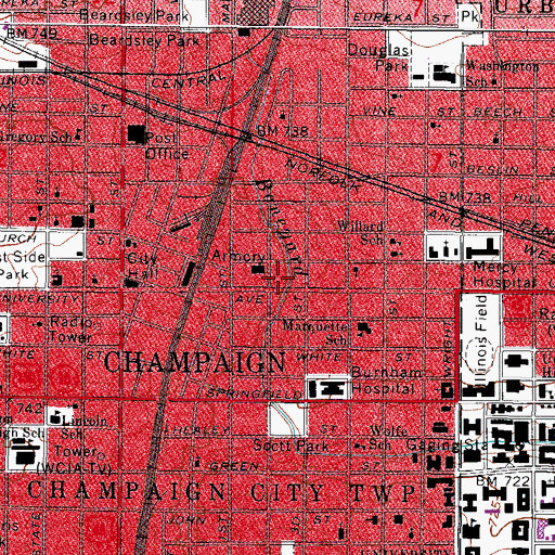 Topographic Map of Carle Arrow Ambulance, IL