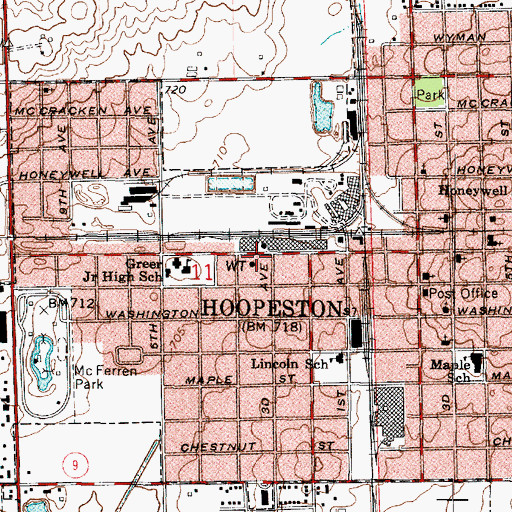 Topographic Map of Hoopeston Community Ambulance Service, IL