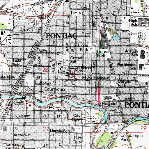 Topographic Map of Duffy Ambulance Service, IL