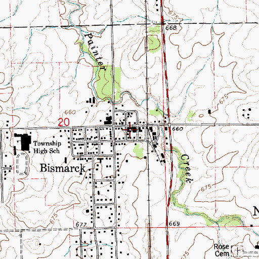 Topographic Map of Bismarck Community Ambulance, IL