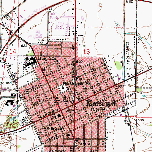 Topographic Map of Marshall Ambulance and Rescue, IL