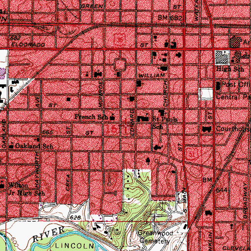 Topographic Map of Decatur Ambulance Service Headquarters, IL
