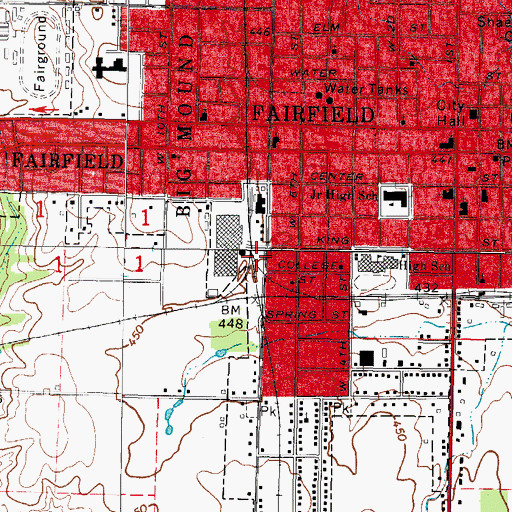 Topographic Map of Wayne County Ambulance Service, IL