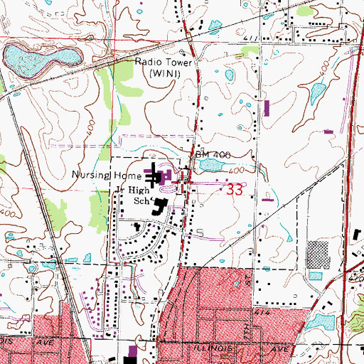 Topographic Map of Jackson County Ambulance Service, IL