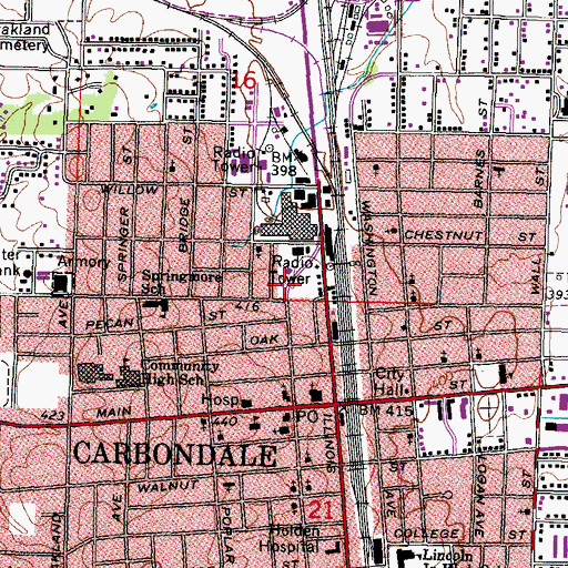 Topographic Map of Jackson County Ambulance Service, IL