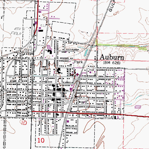 Topographic Map of Auburn Area Ambulance Service, IL