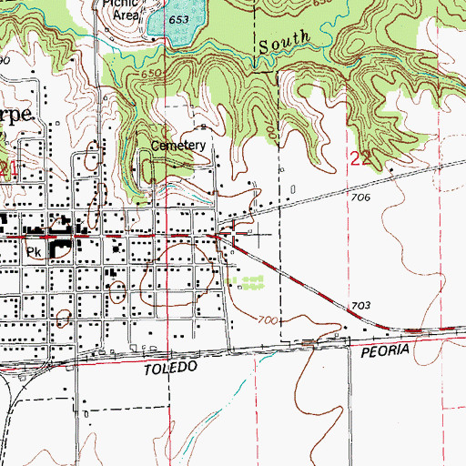 Topographic Map of La Harpe Ambulance Service, IL