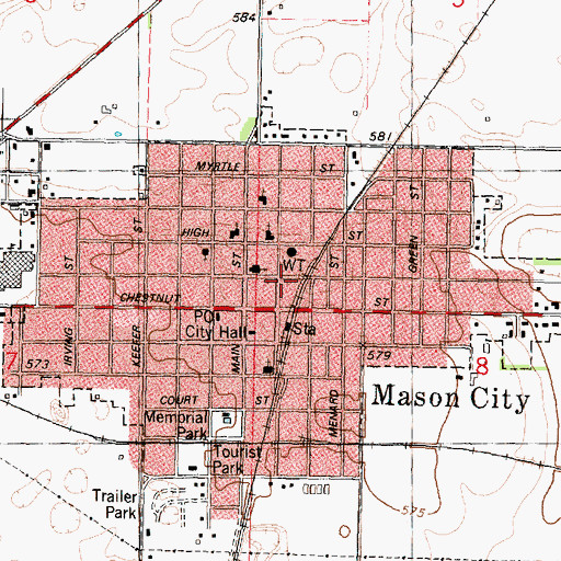 Topographic Map of Mason County Ambulance Service, IL
