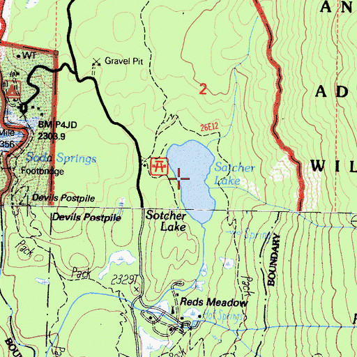 Topographic Map of Sotcher Lake, CA