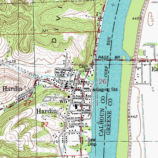 Topographic Map of Calhoun County Ambulance Service, IL
