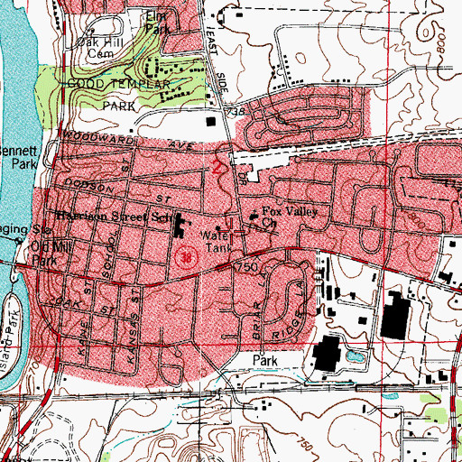 Topographic Map of Tri - City Ambulance - Geneva, IL