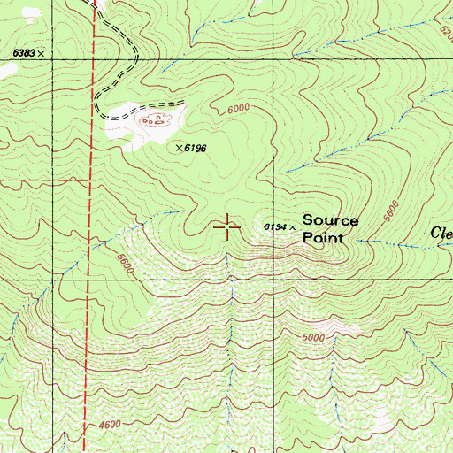 Topographic Map of Source Point, CA