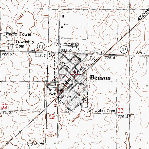 Topographic Map of Benson Ambulance Service, IL