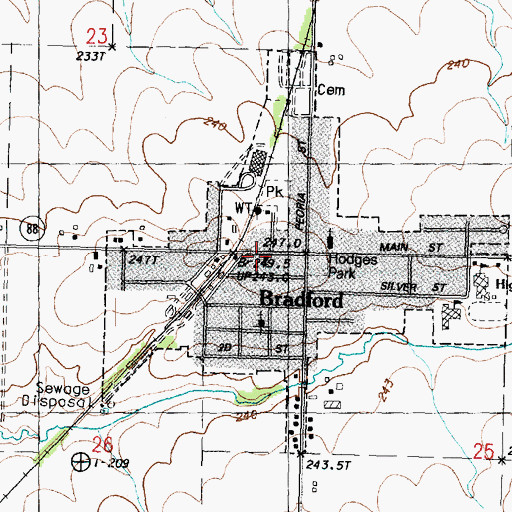 Topographic Map of Bradford Rescue Squad, IL