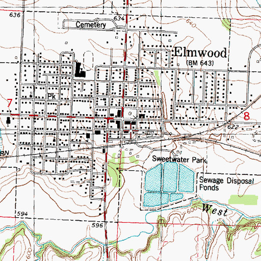 Topographic Map of Brimfield - Yates City - Elmwood Ambulance Service, IL