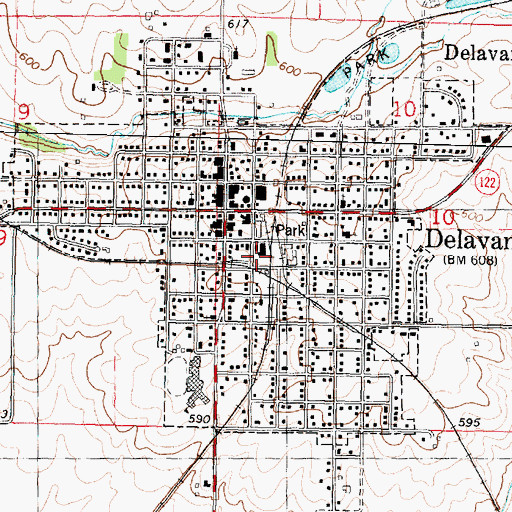 Topographic Map of Delavan Ambulance Service, IL