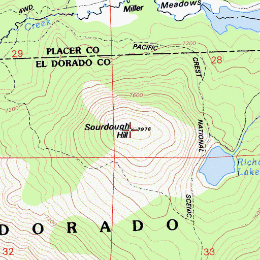 Topographic Map of Sourdough Hill, CA