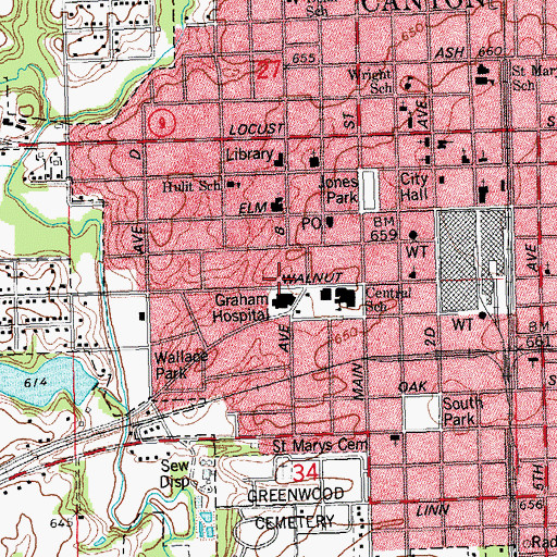 Topographic Map of Fulton County Emergency Medical Association, IL
