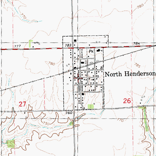 Topographic Map of Alexis North Henderson Ambulance Service, IL