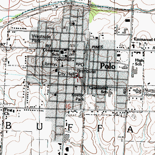 Topographic Map of Polo Community Ambulance Service, IL