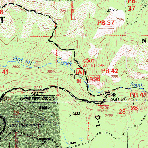 Topographic Map of South Antelope Campground, CA