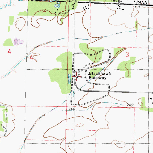 Topographic Map of Blackhawk Farms Raceway Ambulance Service, IL