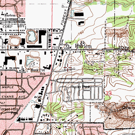 Topographic Map of Metro Ambulance Services, IL