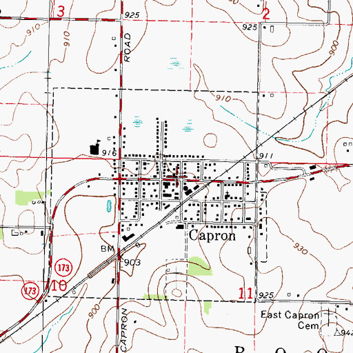 Topographic Map of Capron Rescue Squad, IL
