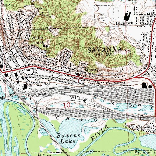 Topographic Map of Savanna Community Ambulance Association, IL