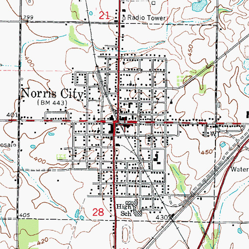 Topographic Map of Norris City Community Ambulance Service, IL