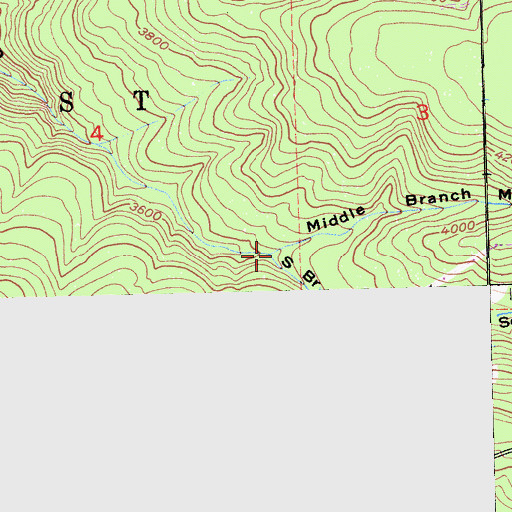 Topographic Map of South Branch Brushy Canyon, CA