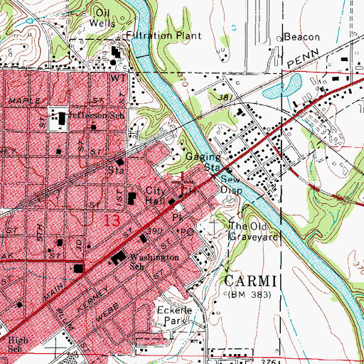 Topographic Map of White County Ambulance Service, IL