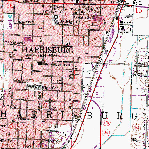 Topographic Map of Miller Emergency Medical Services, IL