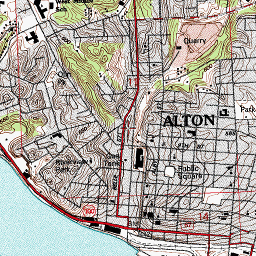 Topographic Map of LifeStar Ambulance Service, IL