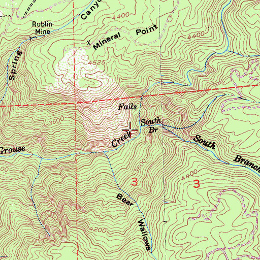 Topographic Map of South Branch Grouse Creek, CA