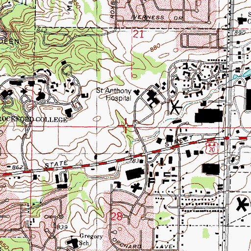 Topographic Map of OSF Lifeline Ambulance - Roxbury Road, IL