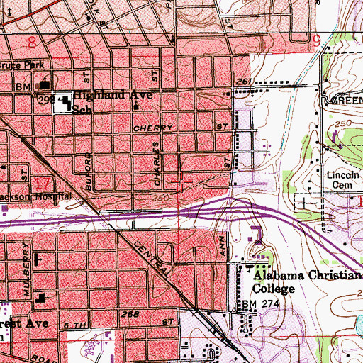 Topographic Map of Care Ambulance Service, AL