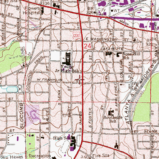 Topographic Map of Care Ambulance Services, AL