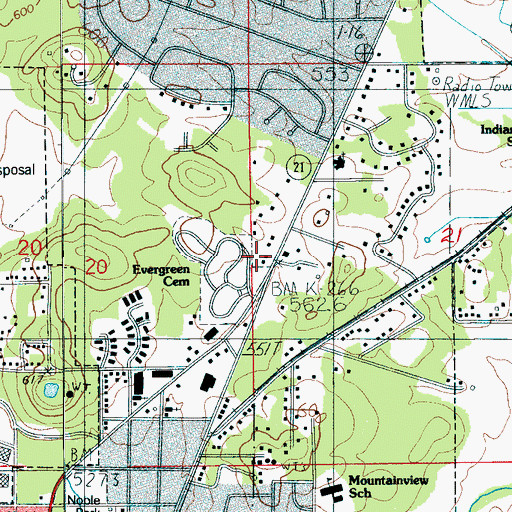 Topographic Map of Sylacauga Ambulance Service, AL