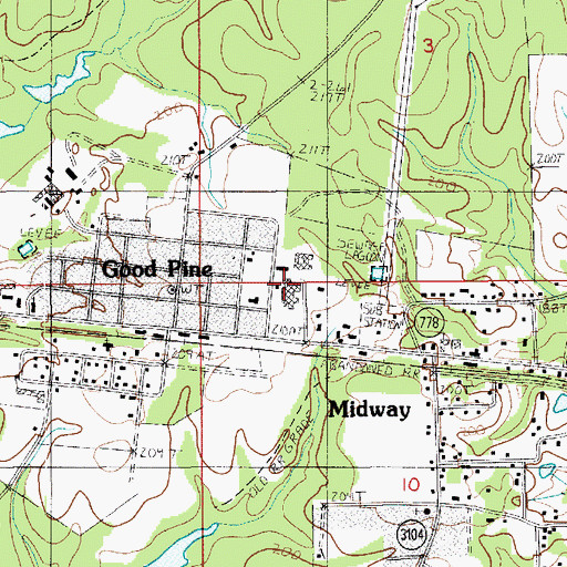 Topographic Map of LaSalle General Hospital, LA