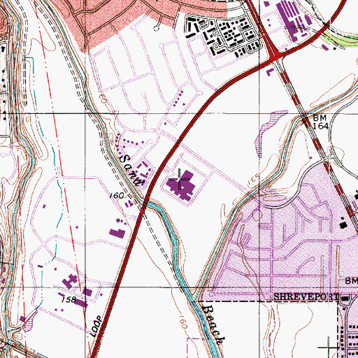 Topographic Map of Christus Schumpert Highland Hospital, LA