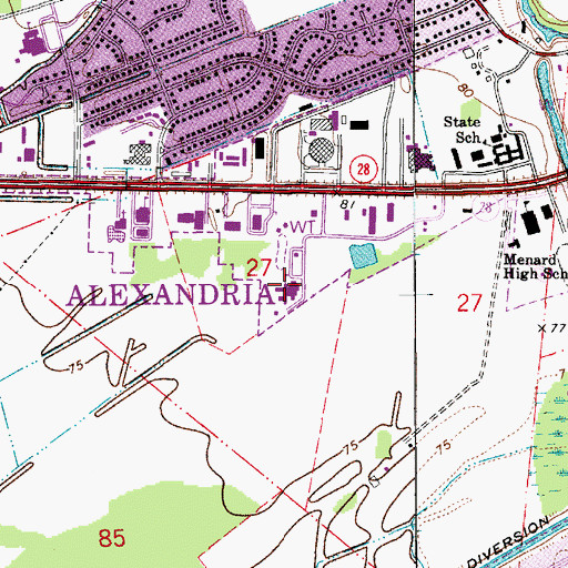 Topographic Map of Crossroads Regional Hospital, LA