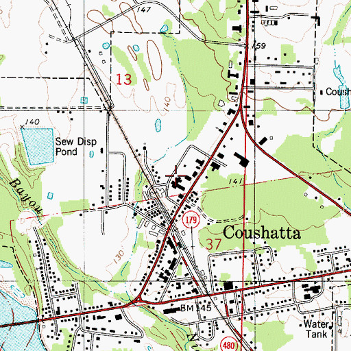 Topographic Map of Christus Coushatta Health Care Center, LA