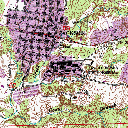 Topographic Map of Feliciana Forensic Facility, LA