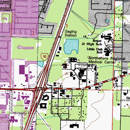 Topographic Map of Northshore Psychiatric Hospital, LA