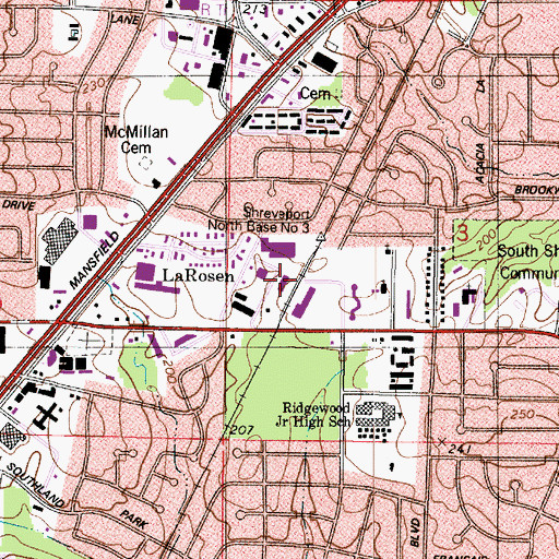 Topographic Map of Willis - Knighton South Hospital and the Center for Women's Health, LA