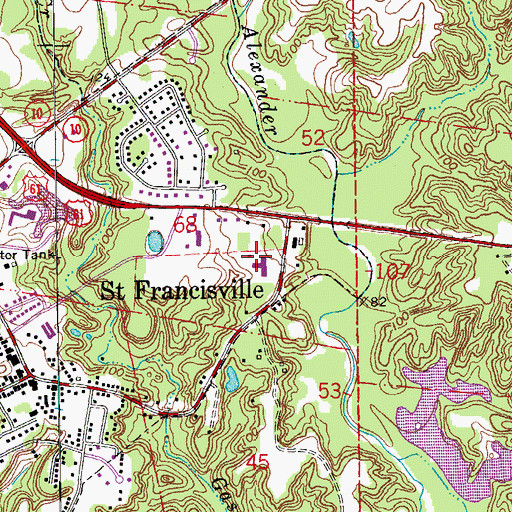 Topographic Map of West Feliciana Parish Hospital, LA